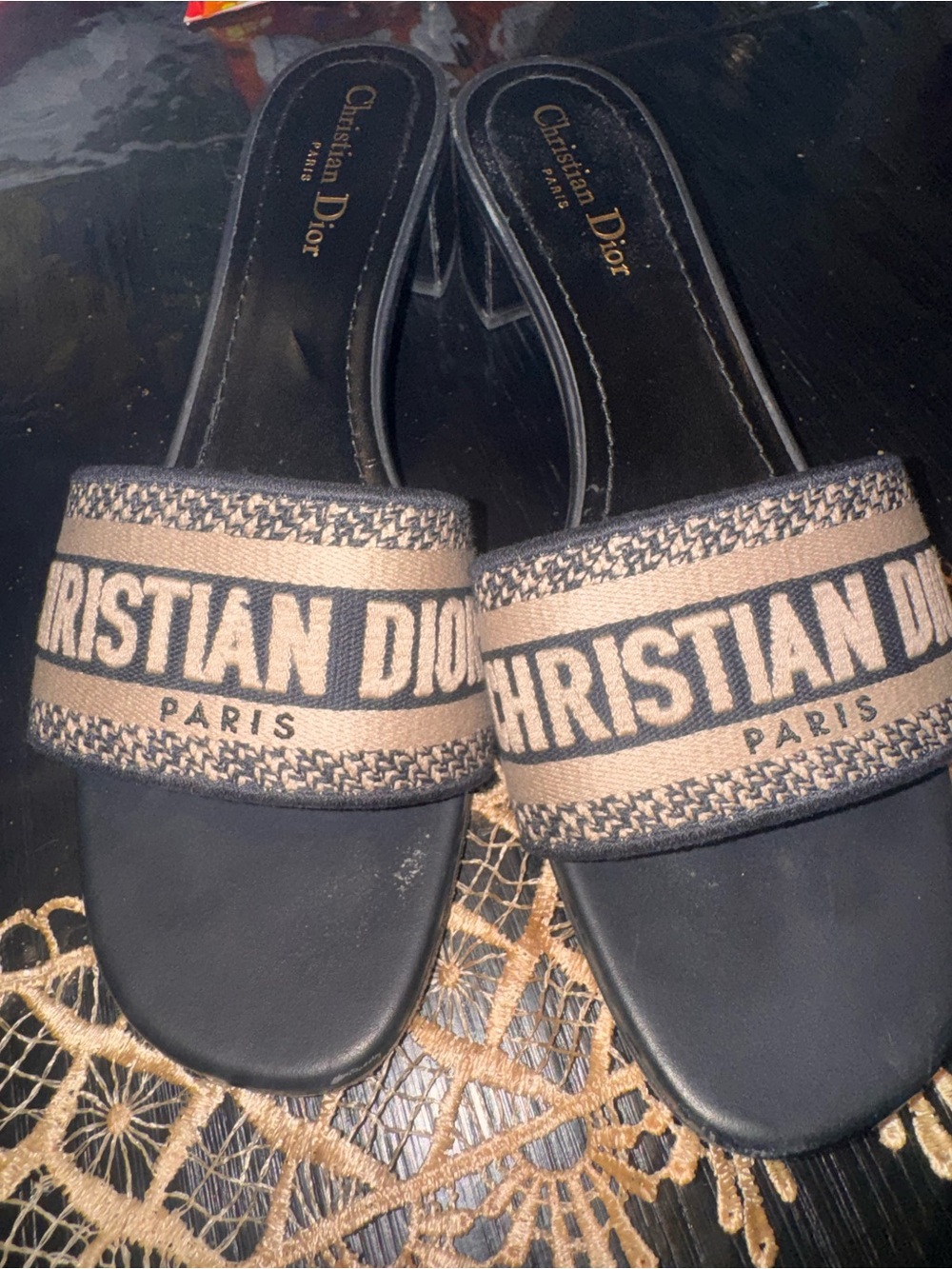 Christian Dior graphic print slides